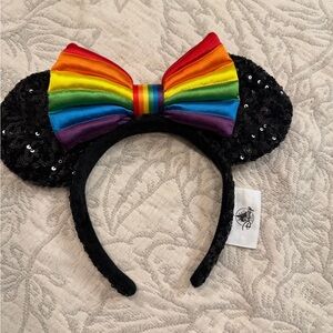 Disney Black Sequin  rainbow pride Ears Headband Disney parks Bow 🎀